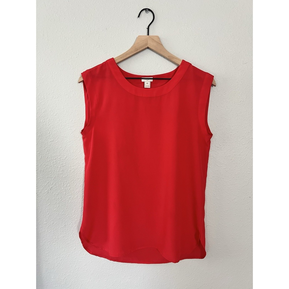 J. Crew Red Tangerine Blouse Sleeveless Flowy Top Style# B7682 Sz XS